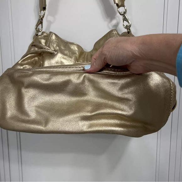Cole Haan Denny Drawstring Soft Gold Leather Shoulder Bag - Picture 6 of 9